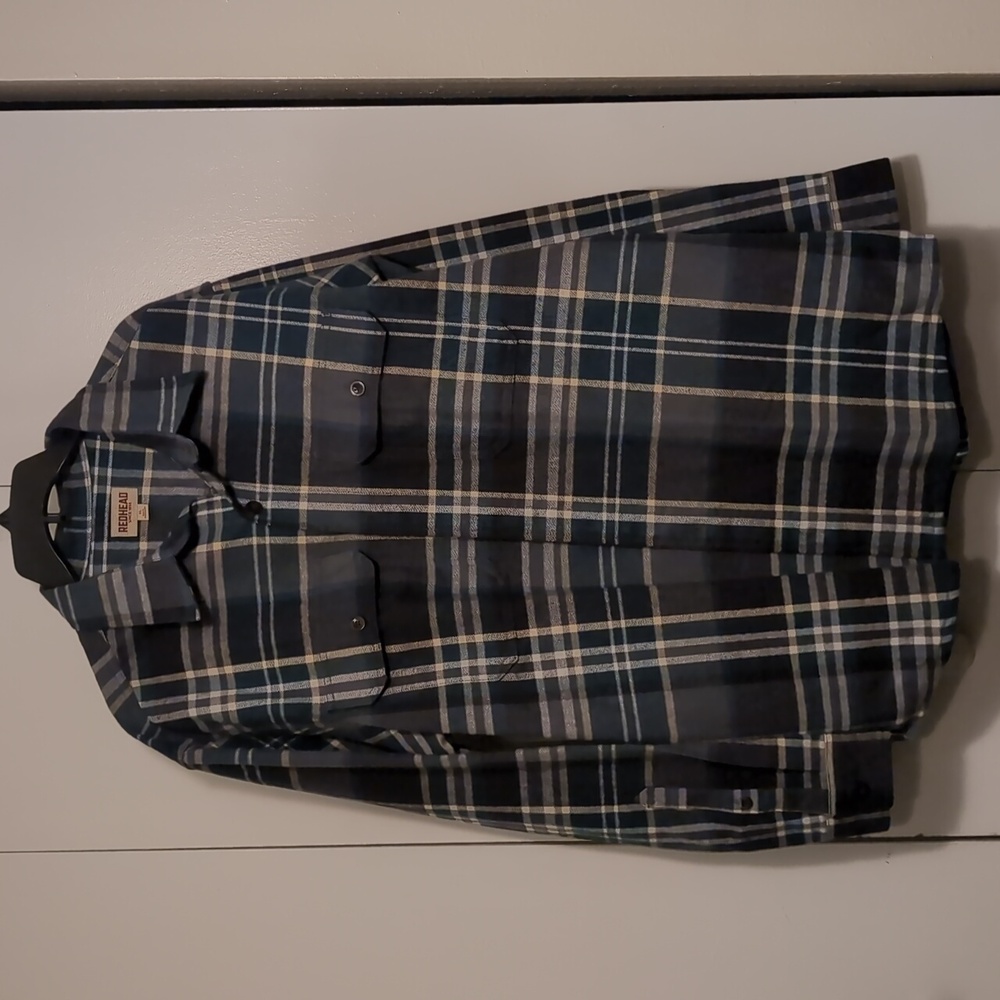 Men's RedHead Hunter Green/Black & White Plaid Flannel Shirt Sz XL